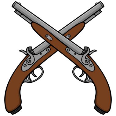 Eski Antiksilahlar - Eski Antik Silahlar bir çift bir karikatür illüstrasyon.