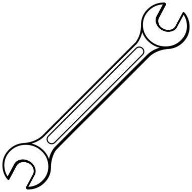 Open Ended Wrench Illustration - A cartoon illustration of a Open Ended Wrench. clipart