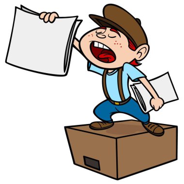 Paperboy - Paperboy bir karikatür illüstrasyon.