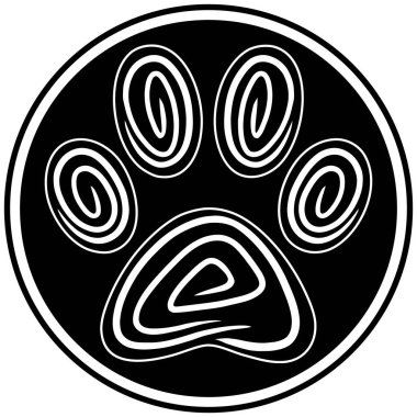 Paw Print Abstract Icon - Bir Pati Baskı Simgesinin karikatür illüstrasyonu.