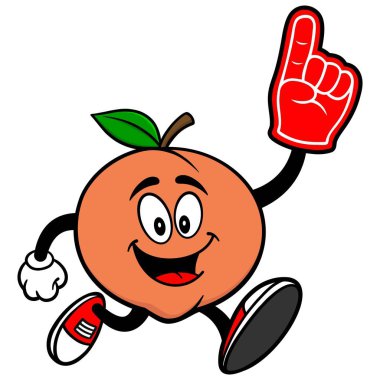 Köpük El ile Çalışan Şeftali - Şeftali Maskotu bir karikatür illüstrasyon.