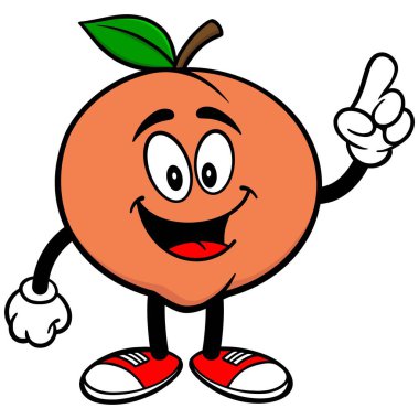 Şeftali İşaretleme - Şeftali Maskotu bir karikatür illüstrasyon.