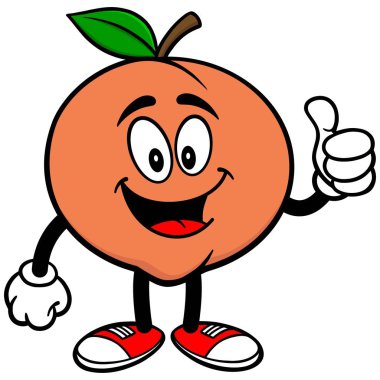 Thumbs Up ile Şeftali - Şeftali Maskotu bir karikatür illüstrasyon.