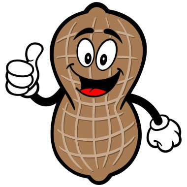 Thumbs Up ile Peanut - Bir Fıstık Maskot bir karikatür illüstrasyon.