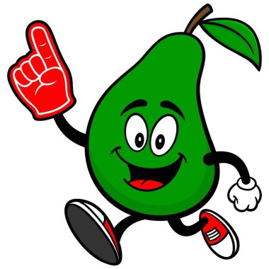 Armut Köpük El ile Çalışan - Armut Maskotu bir karikatür illüstrasyon.