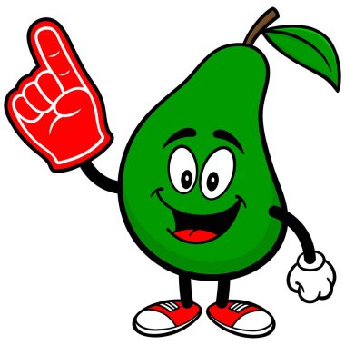 Köpük El ile Armut - Armut Maskot bir karikatür illüstrasyon.