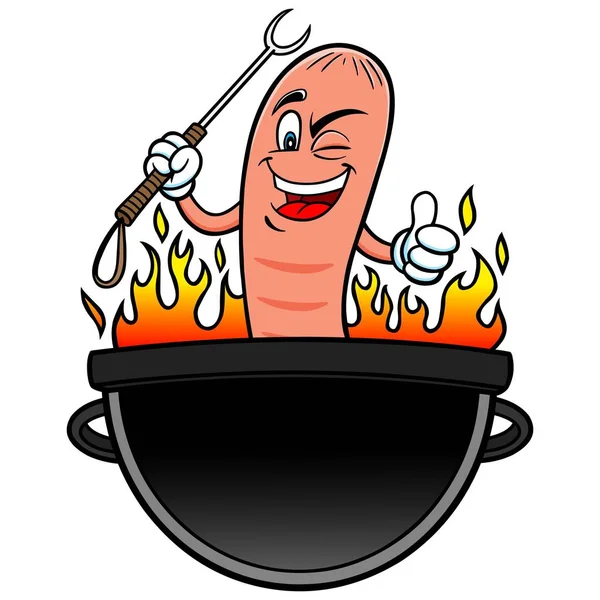 Hot Dog Grillfest Tegneserie Illustration Hotdog Maskot – Stock-vektor