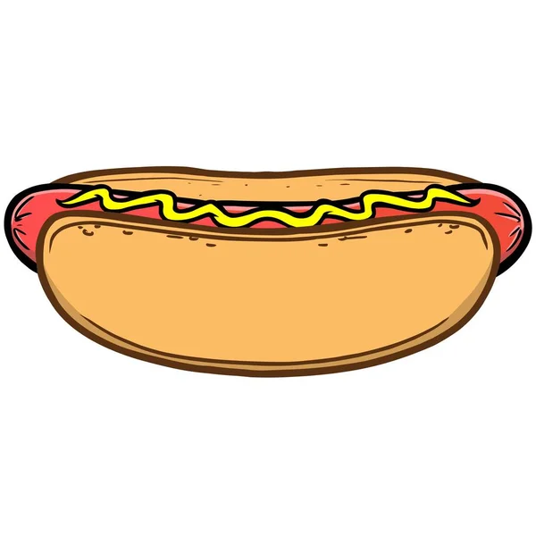 Hotdog Zeichen Eine Zeichentrickdarstellung Eines Hotdogs — Stockvektor