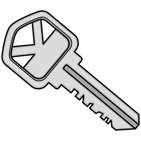 Hausschlüssel Illustration Eine Cartoon Illustration Eines Hausschlüssels — Stockvektor