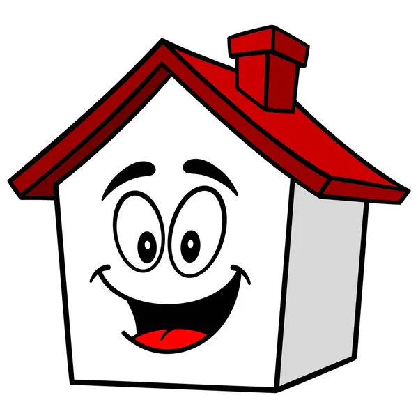 House Mascot Karikatúra Illusztrációja Ház Kabalája — Stock Vector