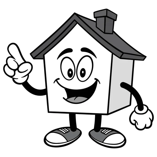 House Pointing Illustration Eine Cartoon Illustration Eines Hausmaskottchens — Stockvektor