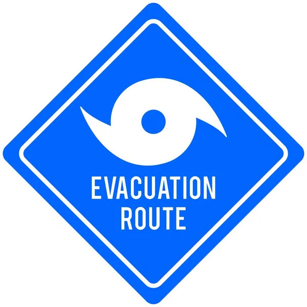 Hurricane Evacuation Route Desenho Animado Ilustração Sinal Rota Evacuação Furacão —  Vetores de Stock