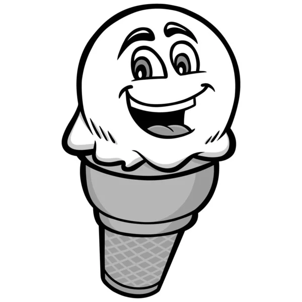 Иллюстрация Талисмана Конуса Мороженого Карикатура Конус Мороженого — стоковый вектор