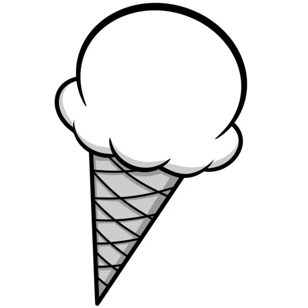 Иллюстрация Мороженого Мультяшная Иллюстрация Конуса Мороженого — стоковый вектор