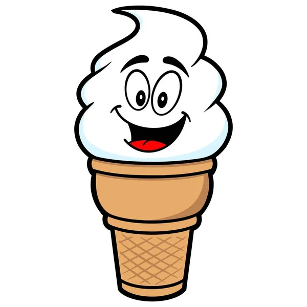 Талисман Мороженого Мультяшная Иллюстрация Талисмана Конуса Мороженого — стоковый вектор