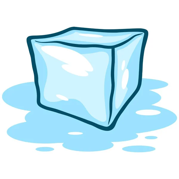 Eiswürfelschmelze Zeichentrickillustration Eines Schmelzenden Eiswürfels — Stockvektor