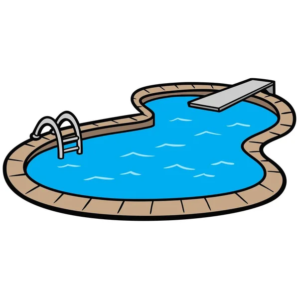 Swimming Pool Cartoon Illustration Ground Swimming Pool — Stock Vector