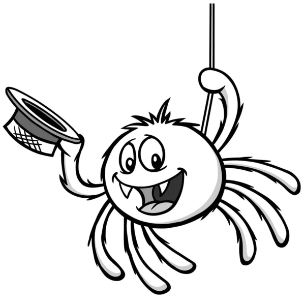 Itsy Bitsy Spider Illustration Cartone Animato Illustrazione Ragno Con Cappello — Vettoriale Stock