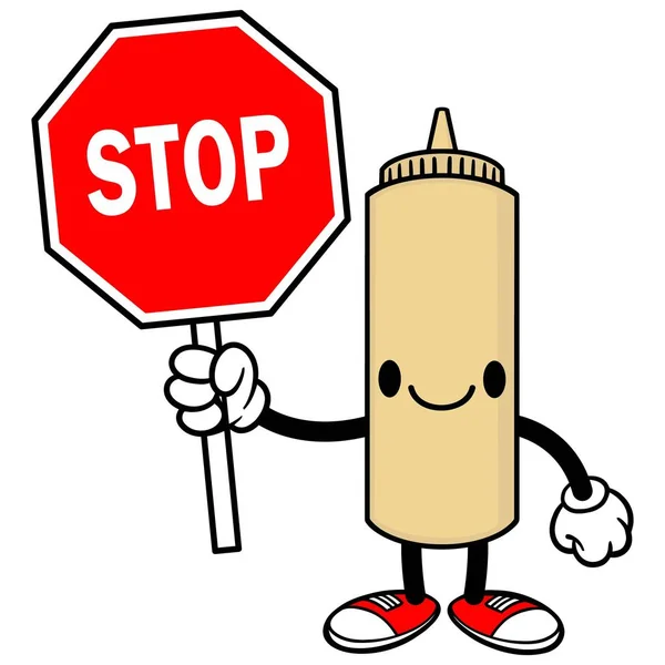 Japán Mayo Egy Stop Sign Karikatúra Illusztrációja Egy Japán Mayo — Stock Vector