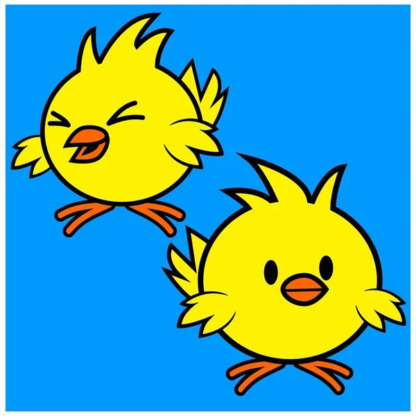 Kawaii Chicks Uma Ilustração Dos Desenhos Animados Alguns Kawaii Chicks —  Vetores de Stock