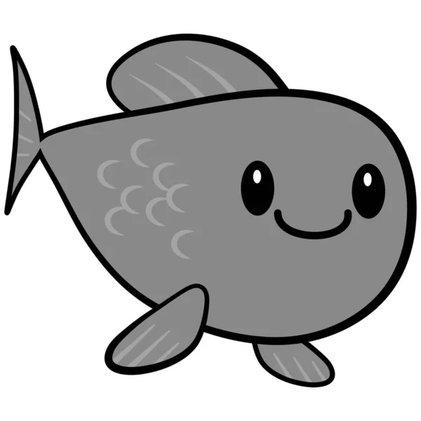 Illustrazione Dei Pesci Rossi Kawaii Illustrazione Dei Cartoni Animati Pesce — Vettoriale Stock