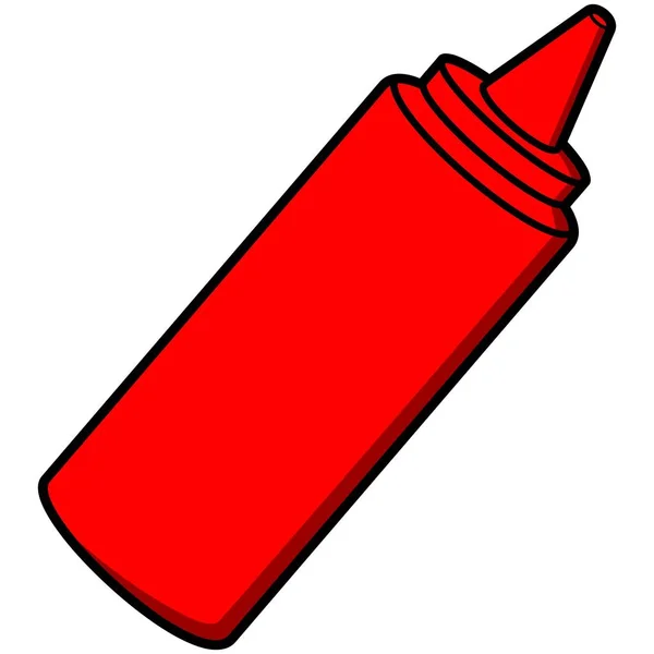 Ketchup Fles Een Cartoon Illustratie Van Een Ketchup Fles — Stockvector