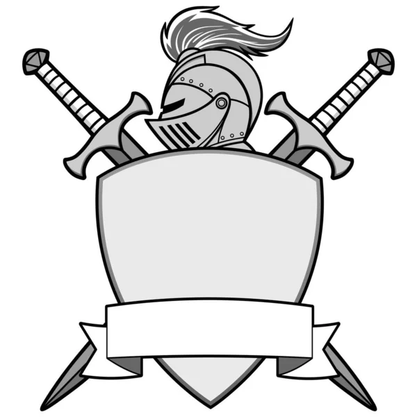 Ilustracja Emblematu Rycerza Ilustracja Kreskówek Rycerskiego Emblematu — Wektor stockowy
