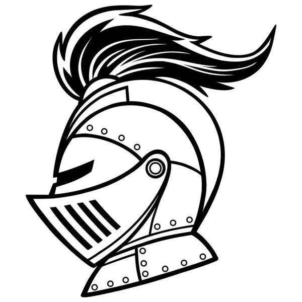 Knight Line Art Uma Ilustração Desenho Animado Cavaleiro — Vetor de Stock