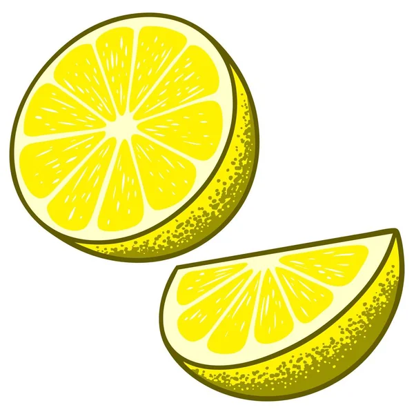 Lemon Plasterki Ilustracja Kreskówka Plasterkach Cytryna — Wektor stockowy