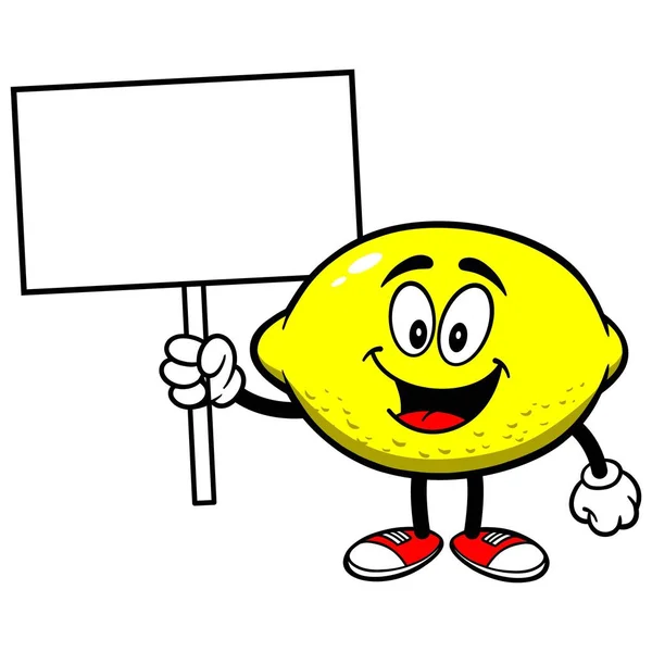 Citron Avec Signe Une Illustration Dessin Animé Une Mascotte Citron — Image vectorielle