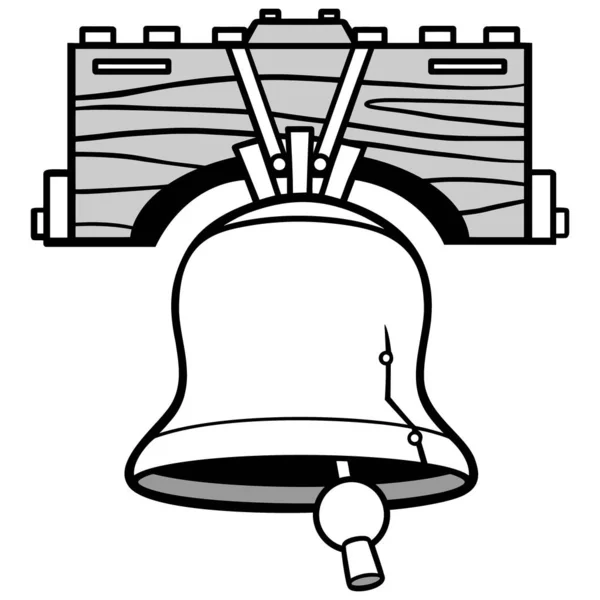 Liberty Bell Ringing Una Ilustración Dibujos Animados Una Campana Libertad — Archivo Imágenes Vectoriales