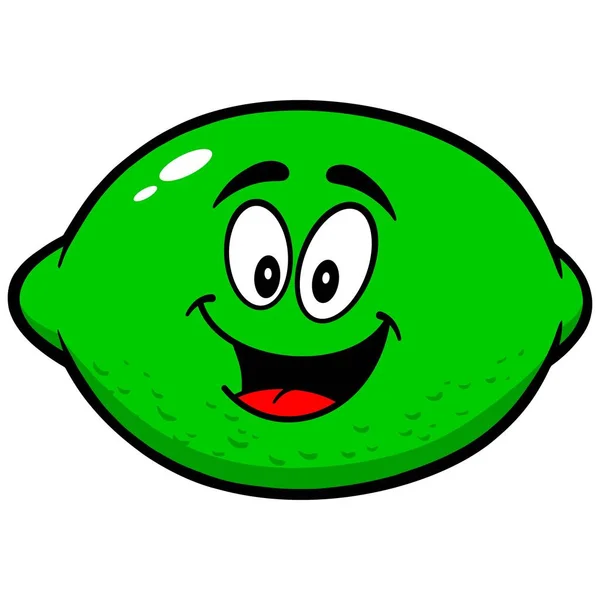 Lime Mascot Tecknad Illustration Limemaskot — Stock vektor