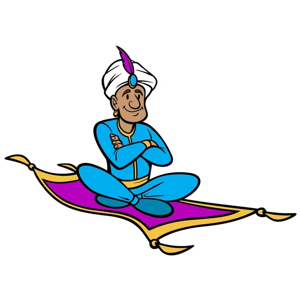 Magia Dywan Ride Ilustracja Kreskówka Koncepcji Magic Carpet Ride — Wektor stockowy