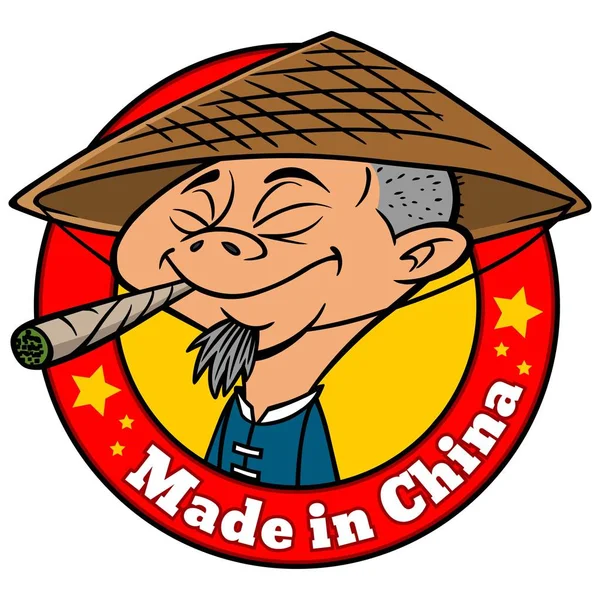 Made China Une Illustration Dessin Animé Concept Made China — Image vectorielle