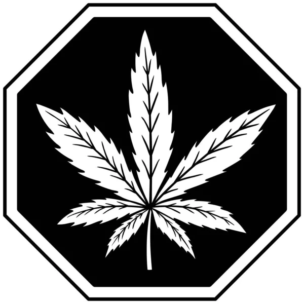 Interdiction Marijuana Une Illustration Dessin Animé Panneau Interdiction Marijuana — Image vectorielle
