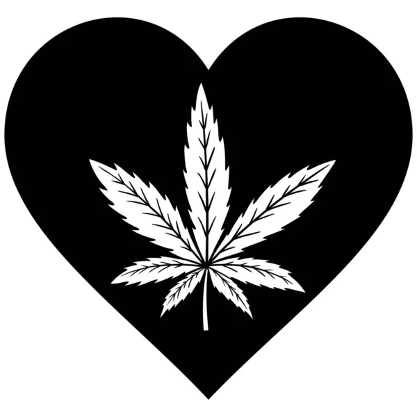 Marijuana Heart Sebuah Ilustrasi Kartun Dari Hati Marijuana - Stok Vektor