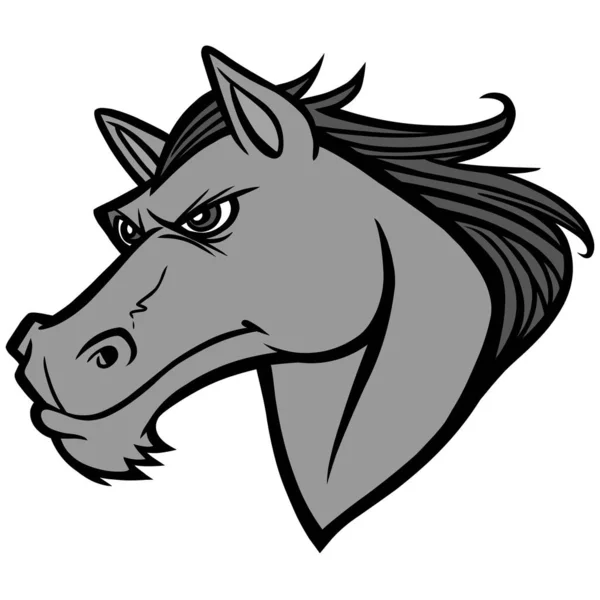 Mustang Head Illustration Una Ilustración Dibujos Animados Una Mascota Mustang — Vector de stock