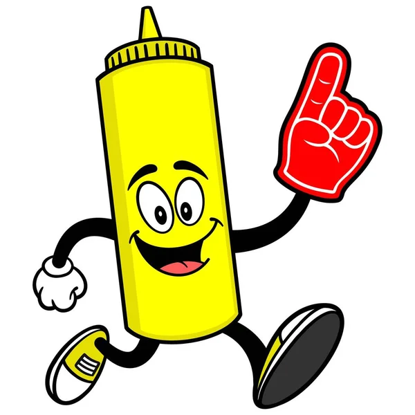 Mustard Running Foam Hand Une Illustration Bande Dessinée Une Mascotte — Image vectorielle