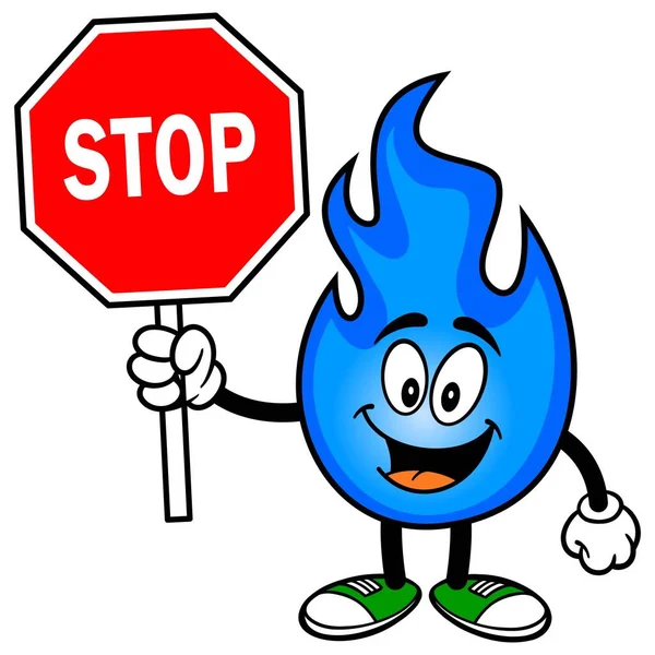 Zemní Plyn Znakem Stop Kreslený Obrázek Maskota Přírodního Plynu — Stockový vektor