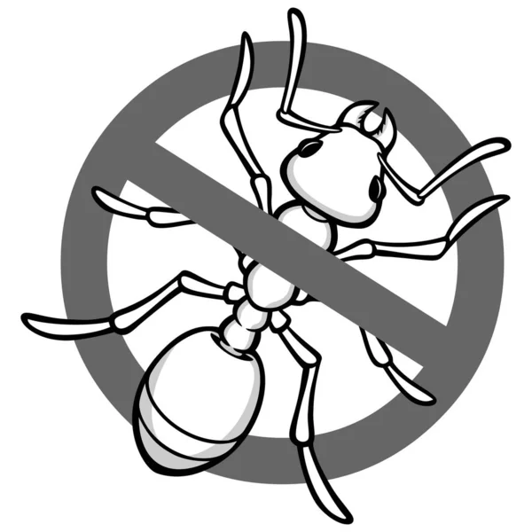 Nenhum Sinal Formiga Uma Ilustração Desenho Animado Sinal Ant — Vetor de Stock
