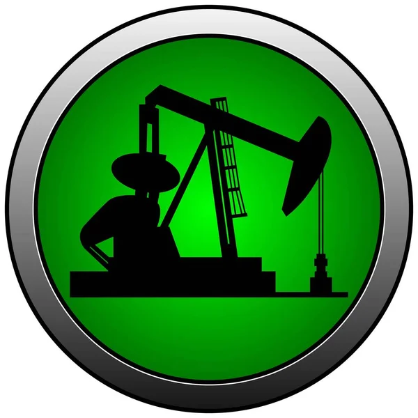 Insignia Plataforma Petrolera Una Ilustración Dibujos Animados Una Plataforma Petrolera — Vector de stock