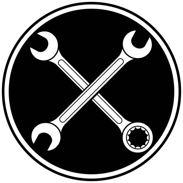 Open Ended Wrench Symbol Uma Ilustração Dos Desenhos Animados Símbolo — Vetor de Stock