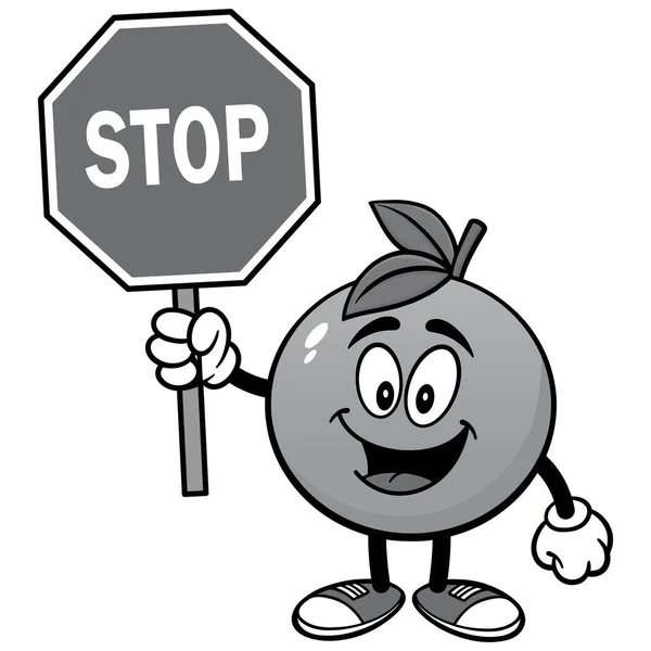 Naranja Con Una Ilustración Stop Sign Una Ilustración Dibujos Animados — Vector de stock