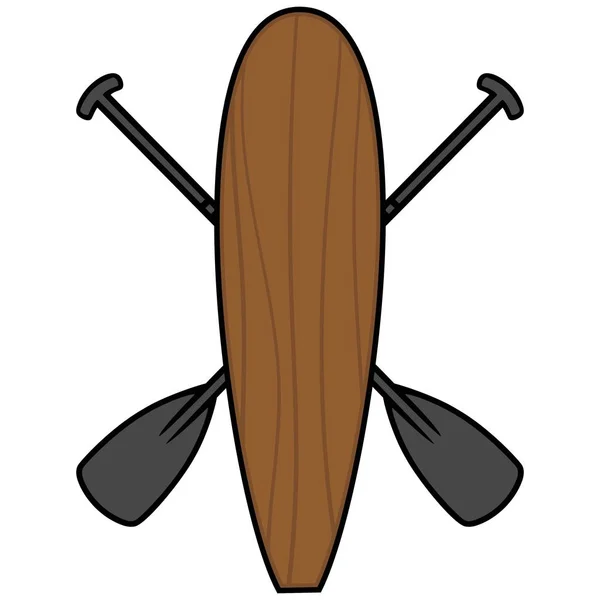 Paddle Board Remos Una Ilustración Dibujos Animados Paddle Board Remos — Archivo Imágenes Vectoriales