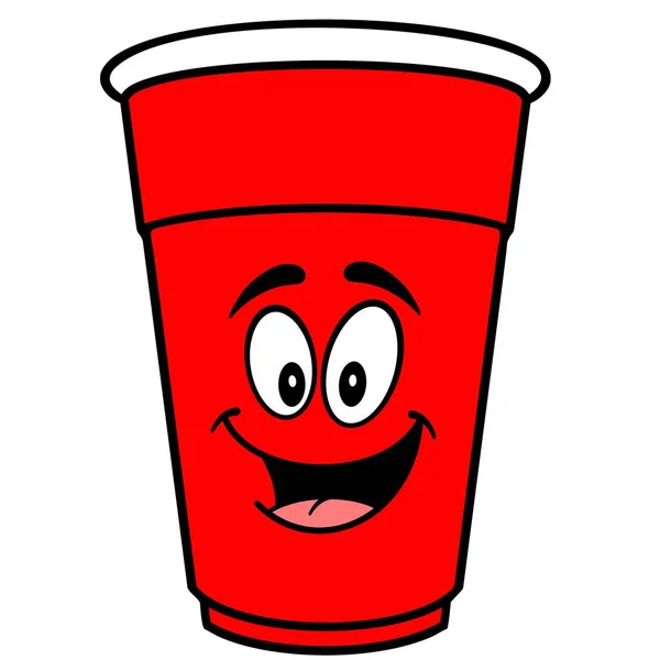 Party Cup Maskot Tecknad Illustration Party Cup Maskot — Stock vektor