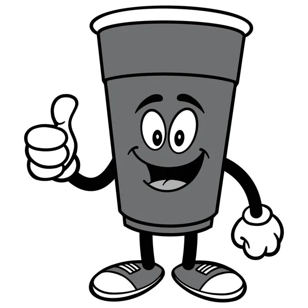 Party Cup Thumbs Illustration Une Illustration Bande Dessinée Une Mascotte — Image vectorielle