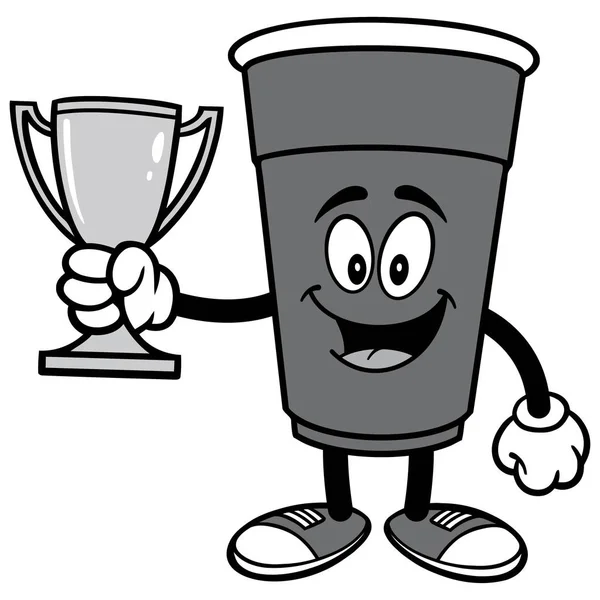 Partij Cup Met Een Trofee Illustratie Een Cartoon Illustratie Van — Stockvector