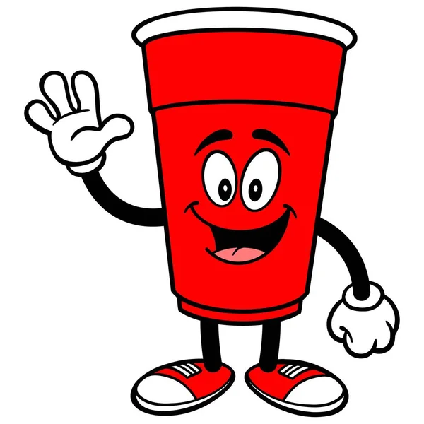 Party Cup Waving Une Illustration Dessin Animé Une Mascotte Party — Image vectorielle