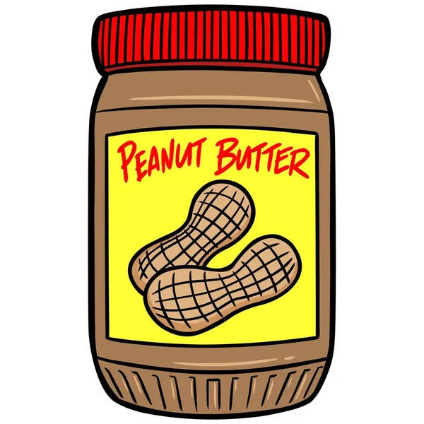 Peanut Butter Une Illustration Dessin Animé Pot Beurre Arachide — Image vectorielle