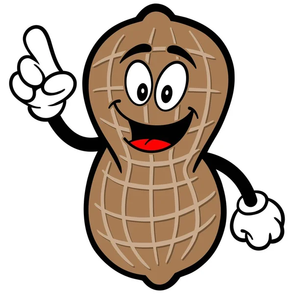 Peanut Pointing Une Illustration Bande Dessinée Une Mascotte Arachide — Image vectorielle